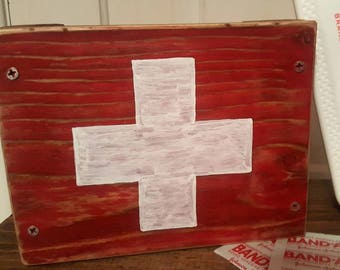 Cadeau des travailleurs de la santé, chariot de premiers soins, boîte de drapeau suisse, décor de ski, support de pansement, cadeau d'infirmière médecin, décor de lodge, ferme, patrouille de ski