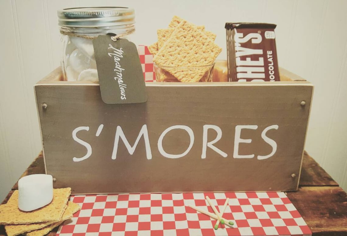 S mores Bar Station Smore Box Smores Rustic Wooden Box Etsy s-mores-bar-station-smore-box-smores-rustic-wooden-box-etsy