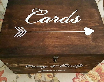 Wedding card box, Rustic wedding, Wedding decor, Lockable card box, Money box, Custom card box, Wood card box, Advice box, Personalized box