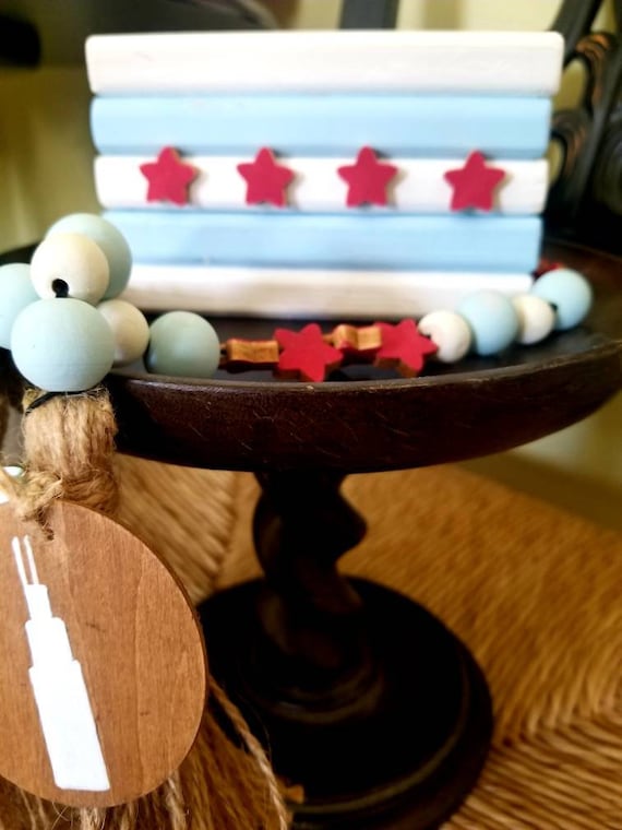 Chicago Flag Home Decor Farmhouse Beads City Skyline Shelf - Home Decor Chicago Il Chicago Flag Home Decor Farmhouse Beads City Skyline Shelf - Home Decor Chicago Il