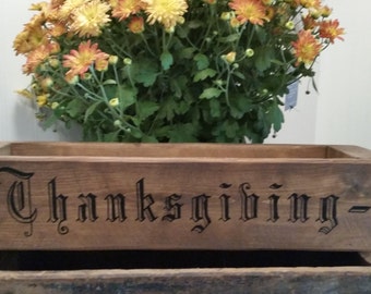 Thanksgiving decoration, Handcrafted box made with upcycled wood, Centerpiece for harvest table, Fall home accent, Hand painted box,