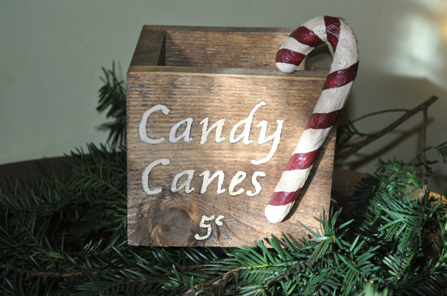 Candy Cane Wooden Box Sweet Box Handpainted Garnished With a Etsy