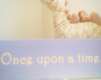 Once Upon a Time wooden sign, Gray and yellow nursery decor, Gender neutral baby gift, Newborn gift, Nursery wall art, Baby shower decor