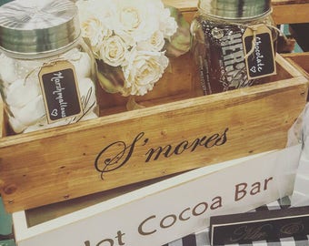 S'mores bar station for wedding, Rustic S'mores box, S'mores wedding station, S'mores party, Firepit, Farmhouse, Barn wedding, S'more Love