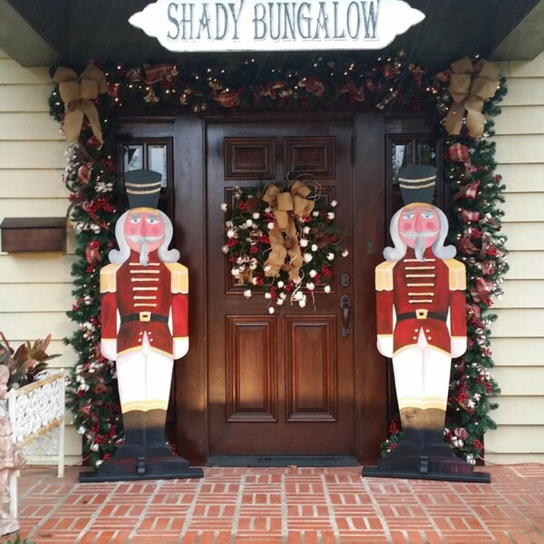 Nutcracker soldier handpainted, Wooden soldier for indoor/outdoor, Life size nutcracker, Entry way holiday decor, Christmas tradition decor