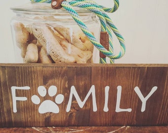 Pet family sign, Dog lover art, Cat lover sign, Paw print wall art, Family with pets, Wooden sign, Rustic home decor, Gifts for pet sitter