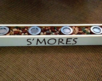 S'mores station, Rustic Smores bar wedding, Table centerpiece box, Succulent box, Candy bar, Tabletop smores bar, Shabby Chic box, Wood box