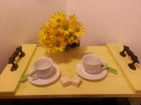 Yellow Wooden Serving Tray Ottoman Tray Home Decor Etsy