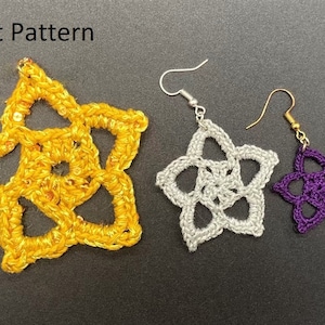 Star Earrings Crochet Pattern, Holiday Ornament Crochet Pattern