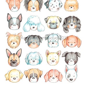 Instant Download - Puppies Heads Poster and Seamless Pattern - Printable - Dog Breeds Poster - Nursery Decor - Dogs Heads Pattern