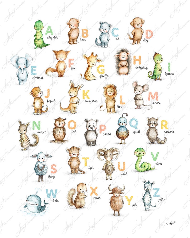 Printable Alphabet Animal Poster - Instant Download - ABC Wall Art for ...