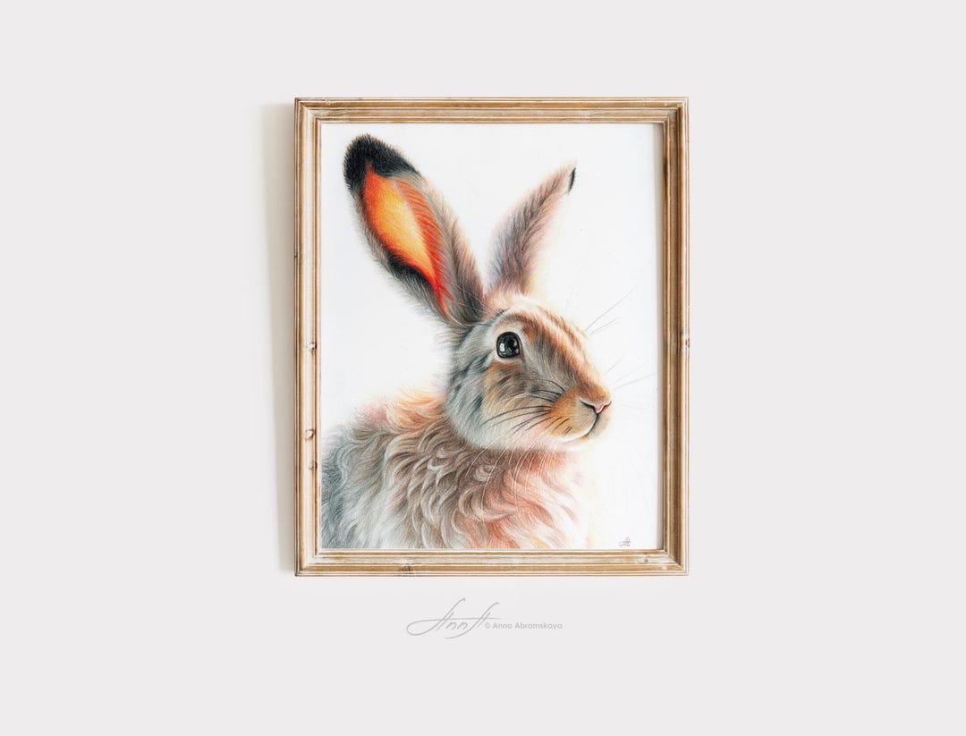 Rabbit Art Print – Realistic Bunny Giclée Illustration – Woodland ...