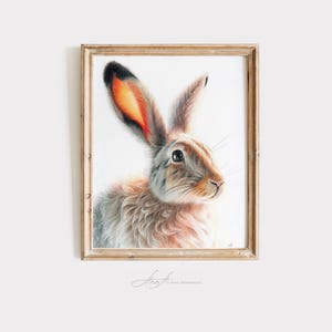 Rabbit Art Print – Realistic Bunny Giclée Illustration – Woodland Animal Wall Decor – Cottagecore Hare Art – Easter Nursery Bunny Print