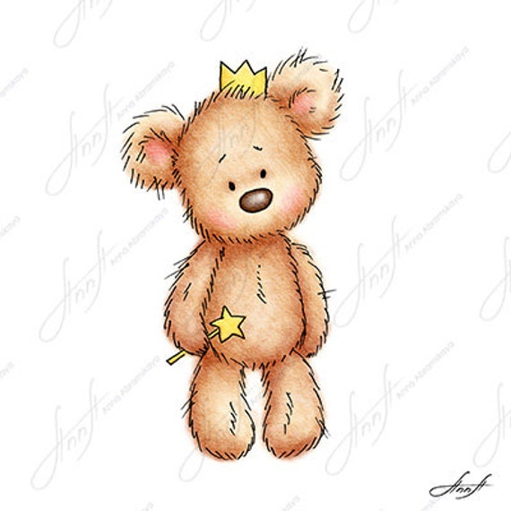 The drawing of teddy bear in the crown 