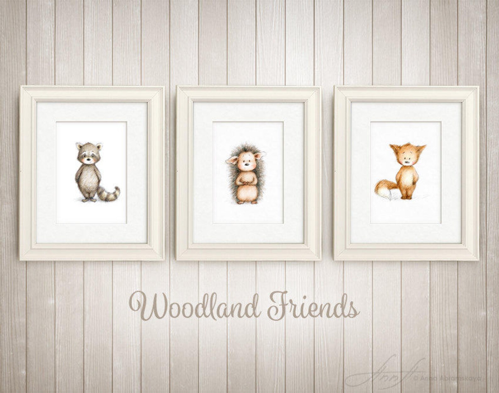 Set of 3 Woodland Animal Prints - Printable Art - Animal Nursery Set ...