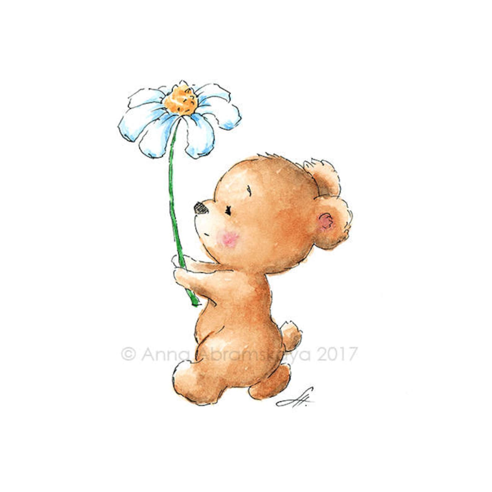 Set of 4 Cute Teddy Bears Printable Art Animal Nursery | Etsy