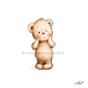 Überraschter Teddy Bär - Druckbare Kunst - Kinderzimmer Deko - Kinderzimmer Deko - Kinder Wandkunst - Kinder Wandkunst - Digitaldruck - Grußkarte