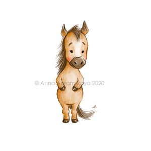 Horse Nursery Print - Printable Wall Art - Farm Animal Decor, Babies Room Poster, Kids Wall Art, Children&#39;s illustration.