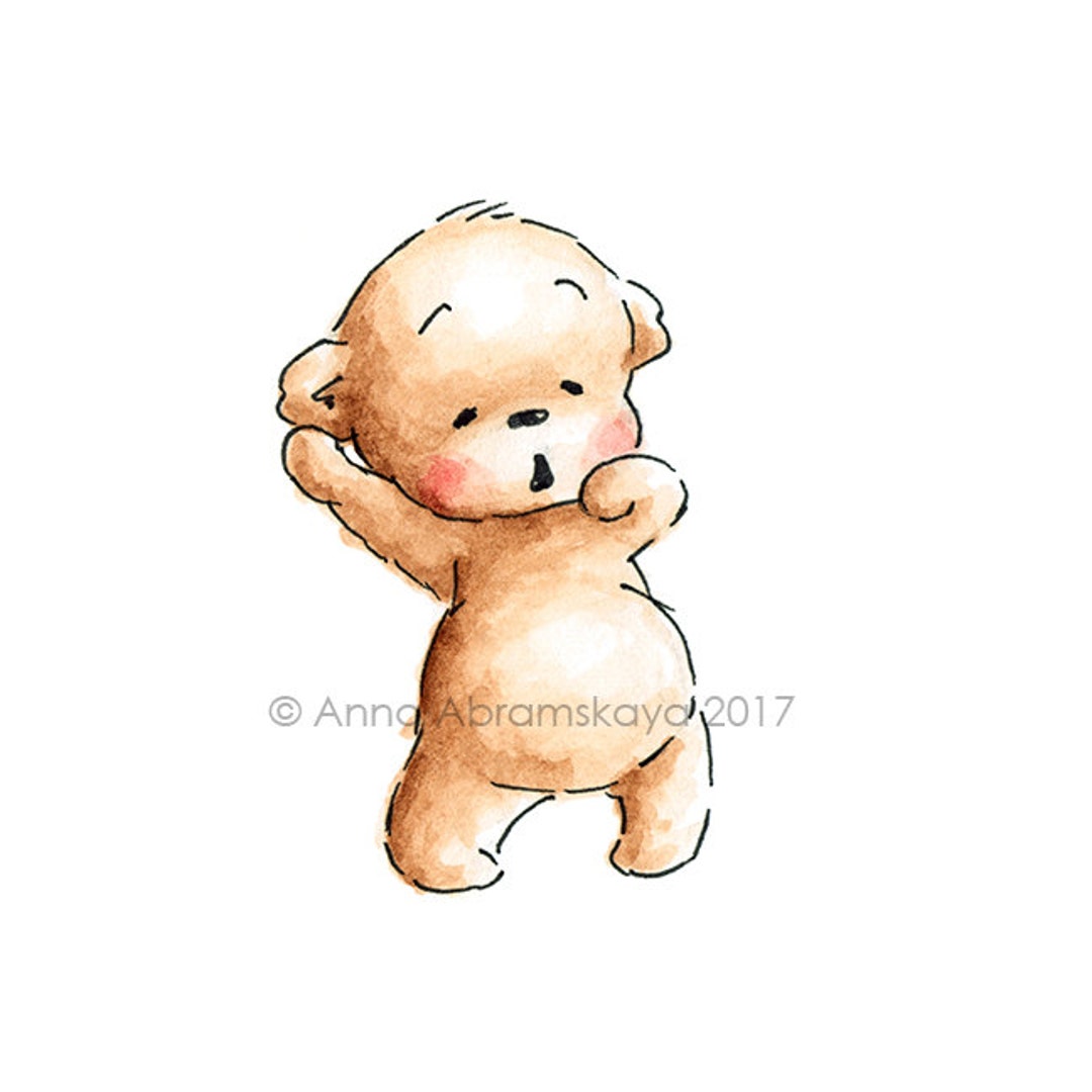 Teddy Bear Yawning - Printable Art - Nursery Wall Decor - Children's ...