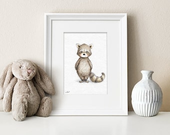 Raccoon - Printable Art - Nursery art - Nursery decor - Kids room decor - Children's art - Children's wall art - Kids wall art - Baby room