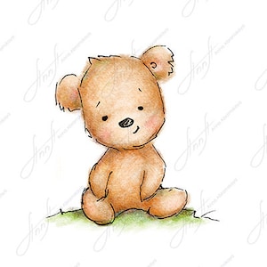 The drawing of cute teddy bear. Printable Art. Digital file. Instant Download