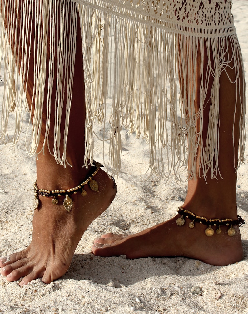 MACRAME ANKLE BRACELET, Macramé Anklet, Bohemian Jewelry, Hippie Ankle