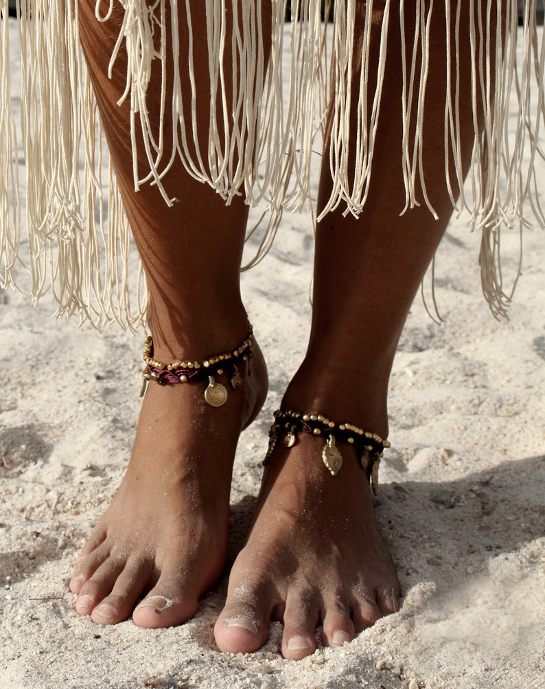 MACRAME ANKLE BRACELET, Macramé Anklet, Bohemian Jewelry, Hippie Ankle