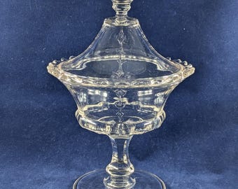 c.1891 Antique EAPG Belmont Glass Works #3 Dart Covered Comport