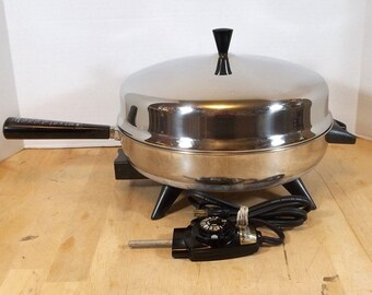 Farberware Model 312-B Aluminum Clad Stainless Steel Electric Fry Pan, Dome Lid