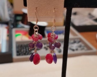 Amethyst & Ruby Dangle Earrings