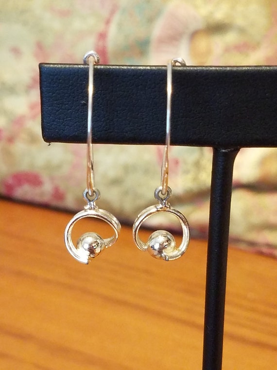 Sterling Silver Hoop with Small Circle with Ball … - image 3