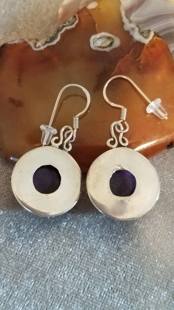 Round Amethyst Dangle Earrings - image 4