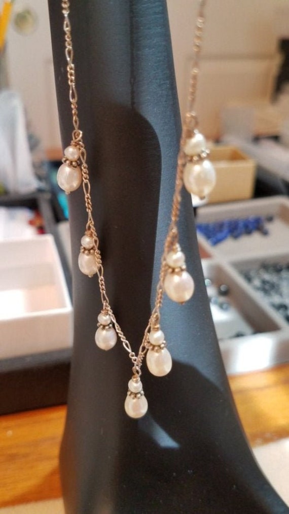 Sterling Silver with White Pearl Necklace