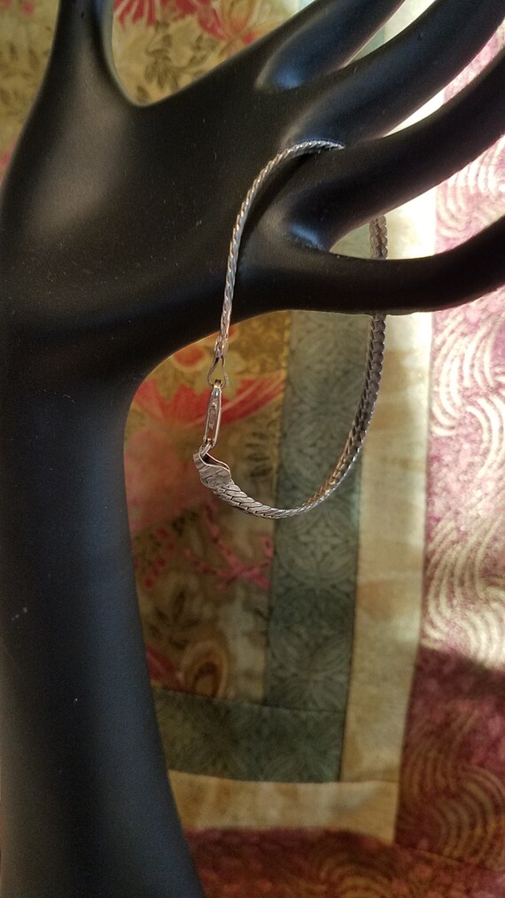 Rounded Herringbone Bracelet in Solid Sterling Si… - image 1