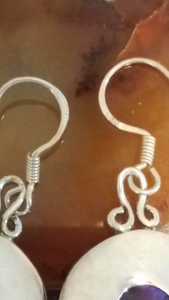 Round Amethyst Dangle Earrings - image 5