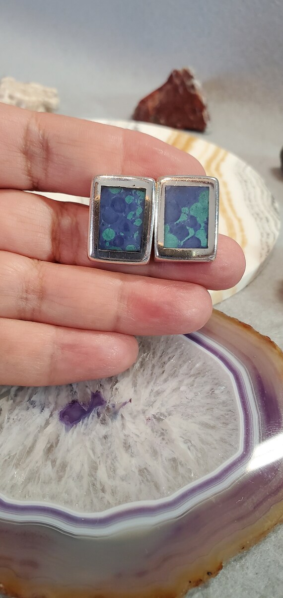 Azurite and Malachite Post Earrings - image 5