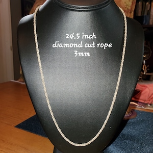 Sterling Silver Rope Chain 24.5 inches