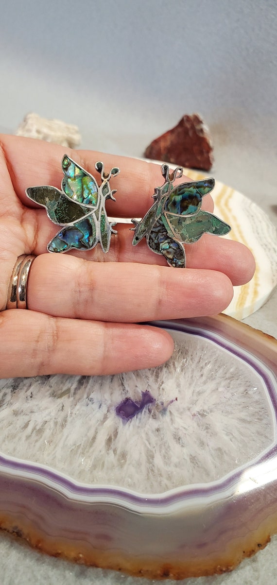 Abalone Butterfly Earrings - image 1