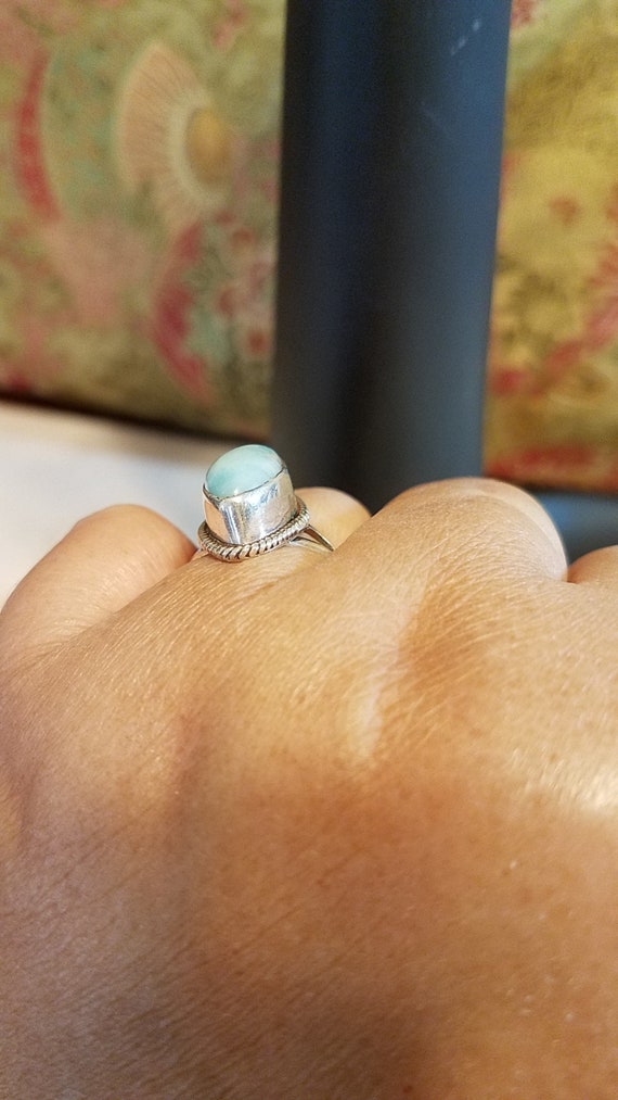 Larimar Ring, Marquise Cut, Sterling Silver (Size… - image 7