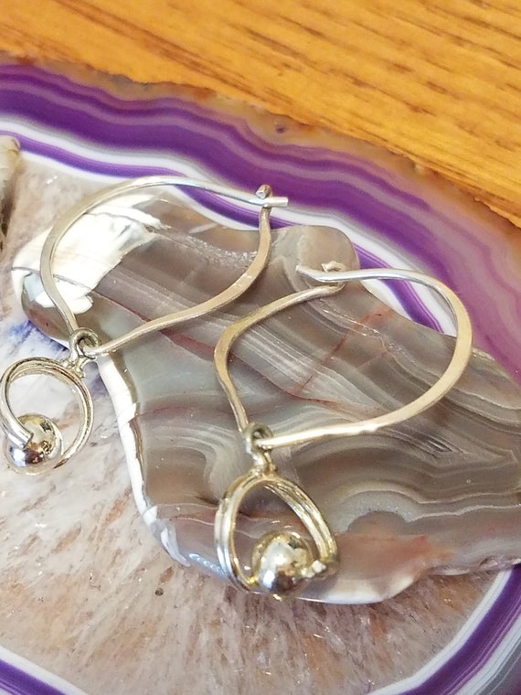 Sterling Silver Hoop with Small Circle with Ball … - image 2