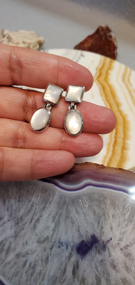 White Mother of Pearl Post Earrings