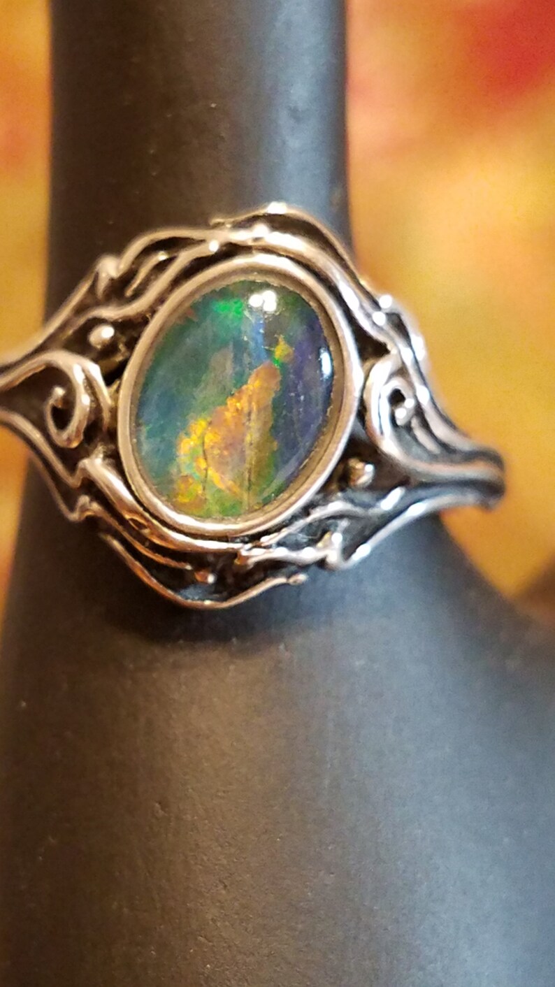 Australian Black Opal Ring