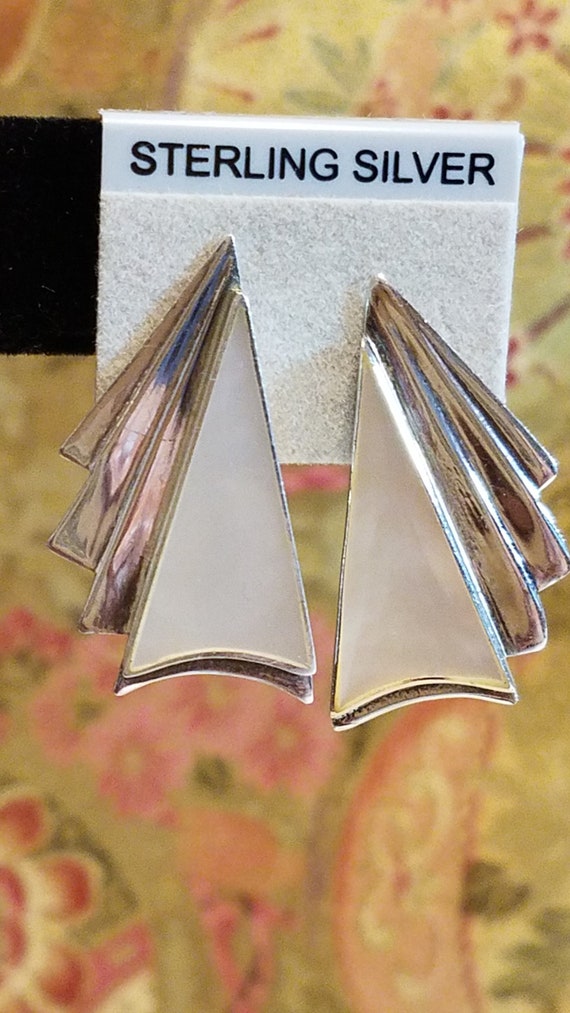 Sterling Silver Mother of Pearl Post Earrings