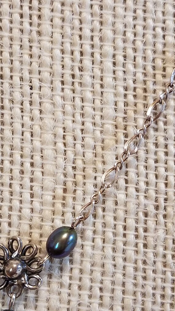 Infinity Sterling Silver Chain with Black Pearls - image 4