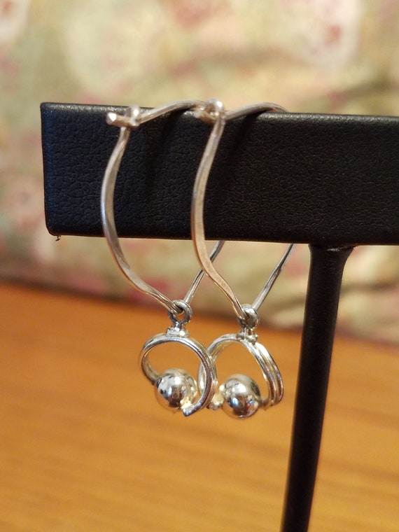 Sterling Silver Hoop with Small Circle with Ball … - image 7