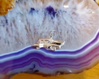 Charme Vintage Voiture Ancienne En Argent Sterling 925 - 4,8g, 2,1cm, Occasion Bon état