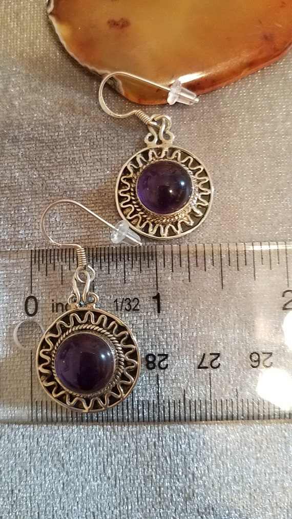 Round Amethyst Dangle Earrings - image 8