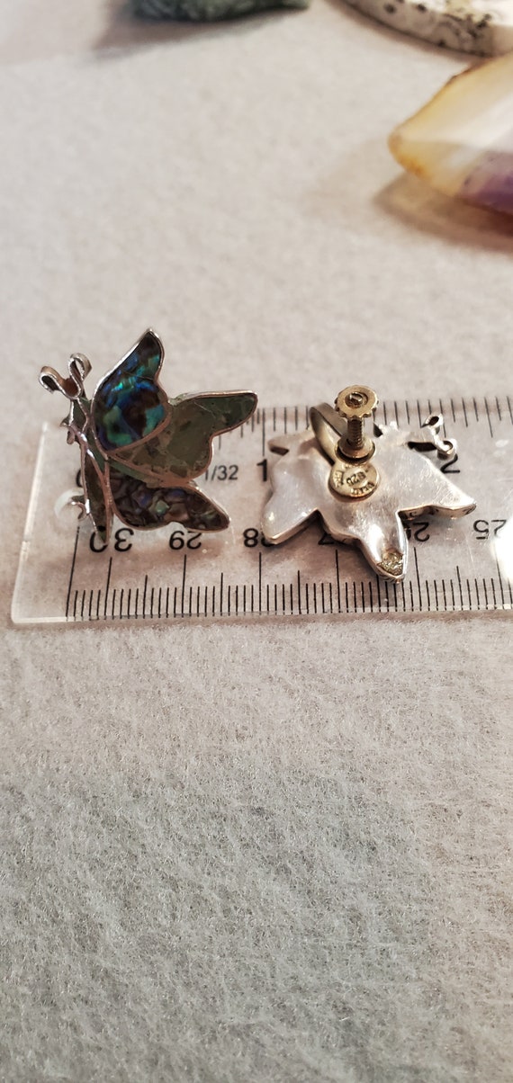 Abalone Butterfly Earrings - image 5
