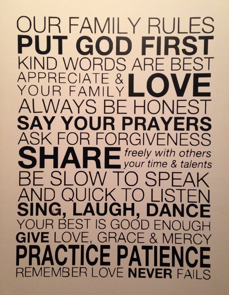 Our Family RulesSubway art Wall decal or sign Etsy