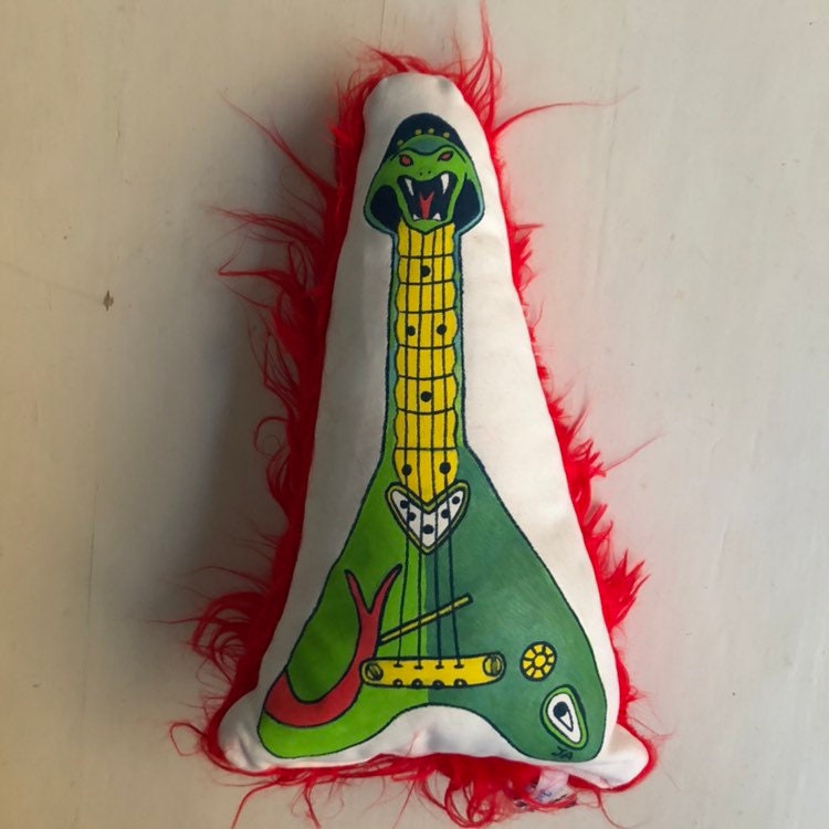 Guitare Coussin, Coussin Rock, Serpent , Decoration , Petit Monstre, Deco Original, Graffiti, Chambr